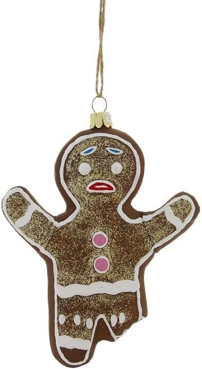 Gingerbread Man with Bite Eaten Glass Christmas Humor Ornament