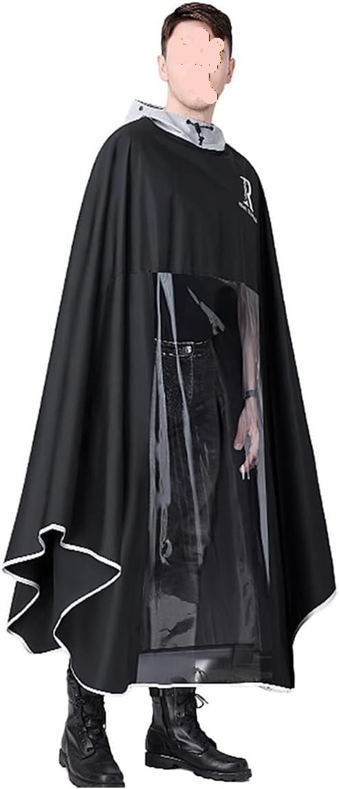 Cycling Rain Poncho Hooded for Electric Bike Scooter Multicolor Multiple Sizes(Black,S)