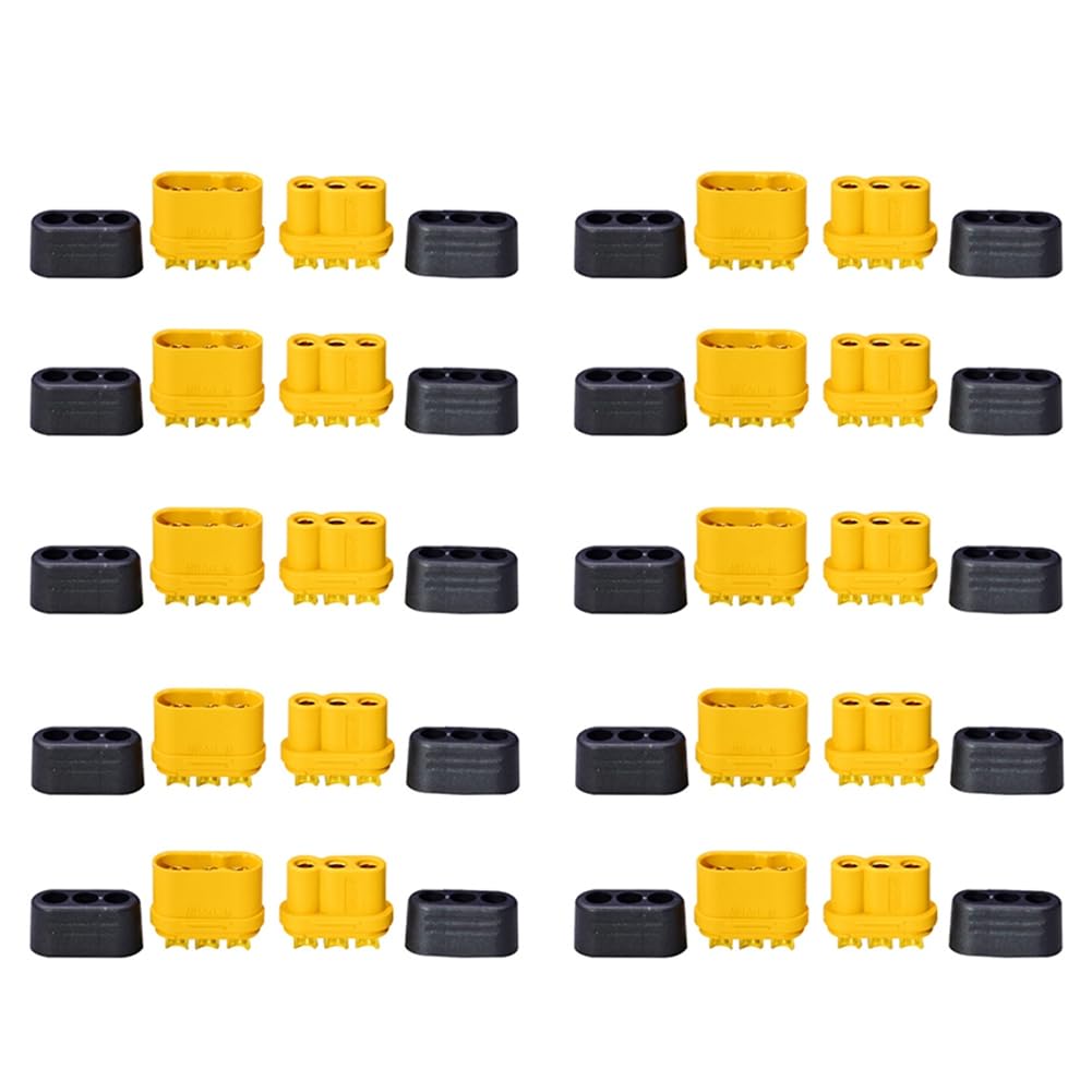 yasoe 10 Pares MR60 MR 60 Conector de Núcleos Macho Hembra Ignífugo con de Latón Chapado en de 3,5 mm para Modelo Lipo ESC RC