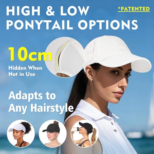 Image of TOP-EX ChicPony UPF 50+ Cooling High Ponytail Baseball Cap for Women | Cool-touch wicking band, hidden 4 in slot fits high /low ponytails; 2.3 oz, packable, airy, quick-dry, adjustable for sports