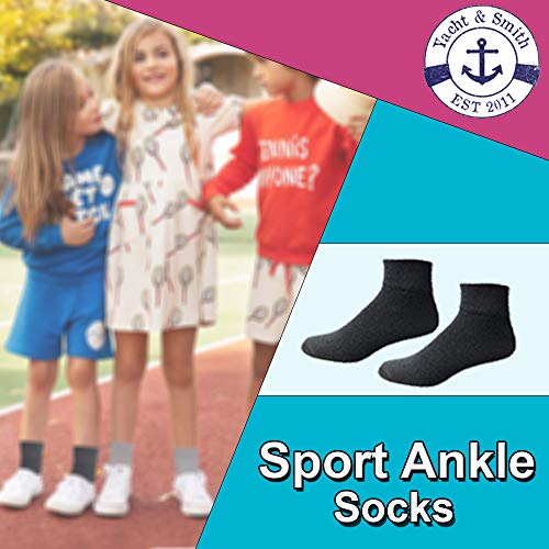 Yacht & Smith Wholesale Kids Mid Ankle Socks, Cotton Bulk Sport Ankle Socks Size 6-83