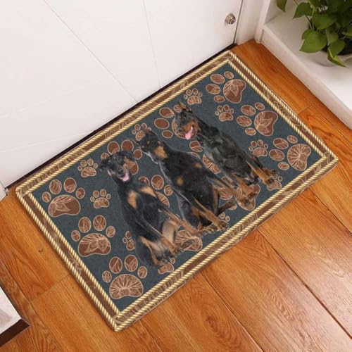 ���փ}�b�g �h�[�x���}���E�s���V���[�̉Ԃ̑��� - �� 50×80cm doormat Doberman Pinscher Flower Paw - Dog