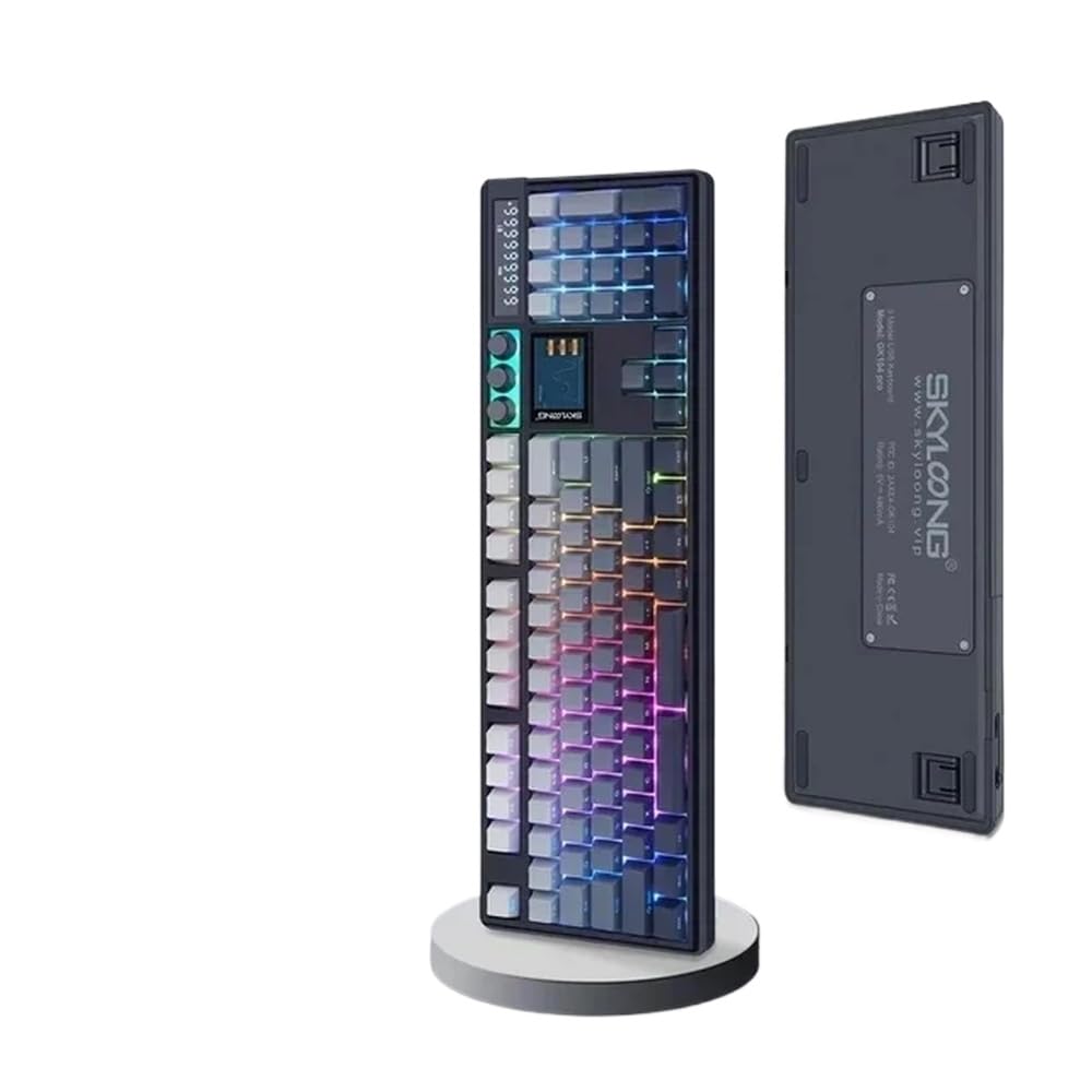 Tastiera meccanica con schermo personalizzato GK104 Pro con manopola Tastiera da gioco wireless a tre modalità 8K per regali di giocatori PC(Black)