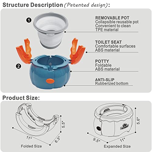 Bluesnail Travel Potty For Toddlers, Portable Car Potty With Storage Bag (Dark Blue) #TOP2