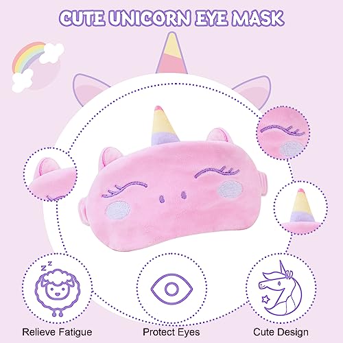 Cirorld Kids Travel Pillow Cute Neck Pillow Traveling Memory Foam Airplane Pillow with Sleep Mask Animal Flight Head Rest Neck Support for Cars Long Flights Sleeping Girls Boys-pink unicorn - Image 2