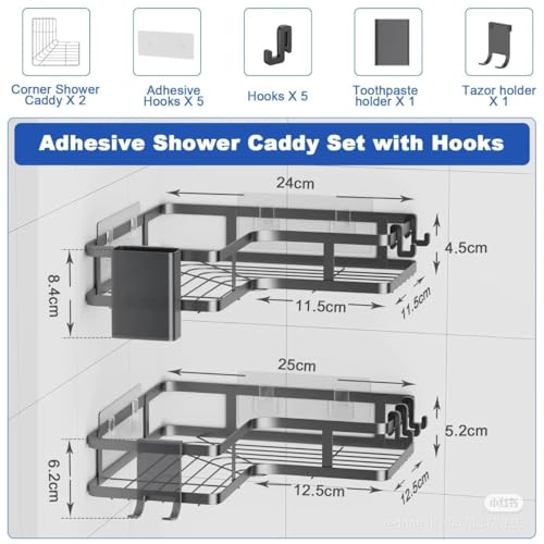 Image of Royal-Pro Bathroom Shelf for Wall Corner - Adhesive Rack Organiser for Bathroom Without Drill Nail Free Stainless Steel Rust Proof Two Ways Installation with All Accessories (2)