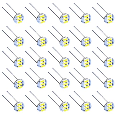 BlyilyB 25PCS 12V Universal Fit 4.7mm Mini LED Bulbs 6000K White Color Replacement For Car Dashboard Instrument Cluster Speedometer Lighting