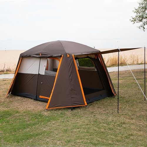Ktt Large Tent 6 Person,Family Cabin Tents,Full Rainly For Weather,2 Rooms,3 Doors And 3 Windows With Mesh,Straight Wall,Waterproof,Double Layer,Big Tent For Outdoor,Camping. thumb #3