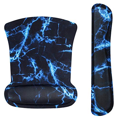 2in1 Keyboard Wrist Rest Pad & Ergonomic Mouse Pad with Wrist Support, Easy Typing, Pain Relief Mouse Mat with Non-Slip Backing, and Memory Foam Filled Gel Keyboard Pad for Home Office Computer Laptop