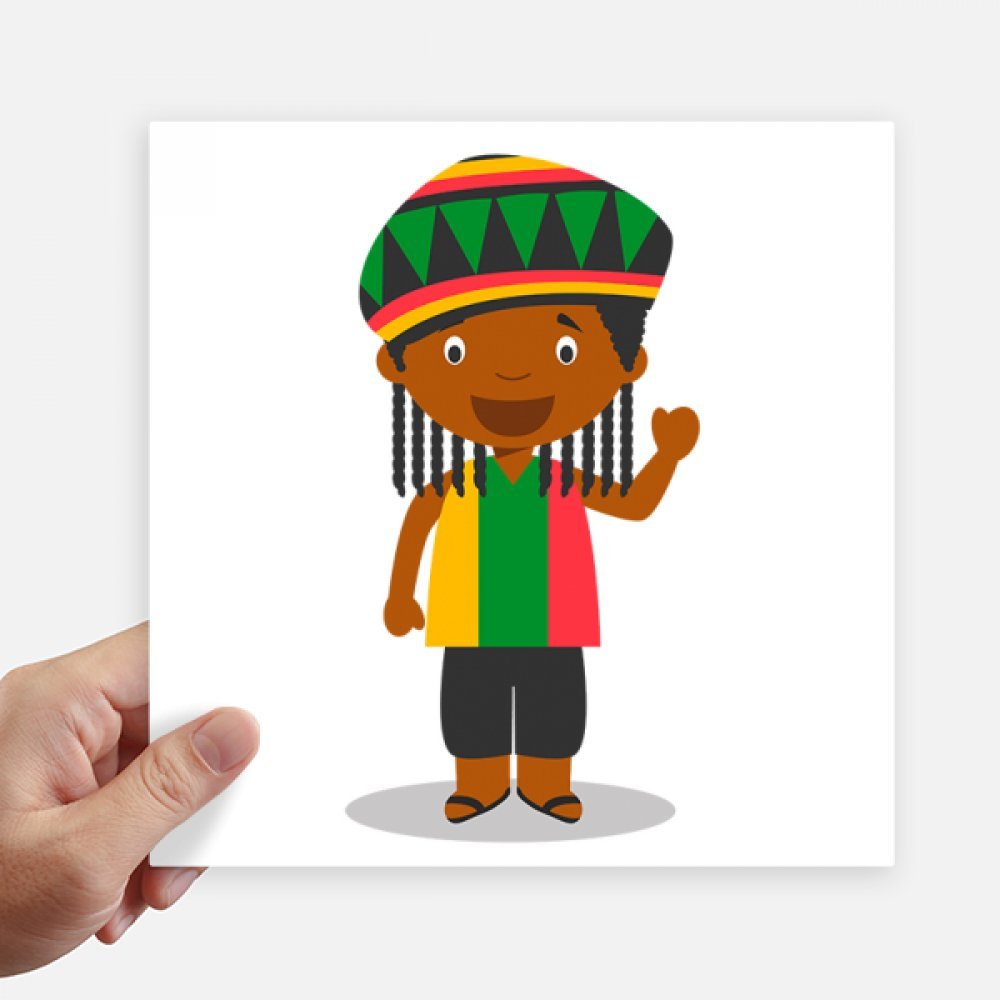 Pegatinas de Jamaica de dibujos animados pack de 4 unidades cuadradas de 20cm