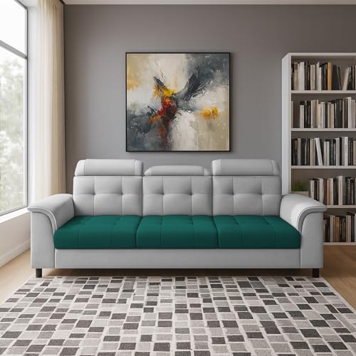 Image of Casaliving Ella 3 Seater Sofa Set for Living Room (Pine Grey Colour Fabric) Premium Fabric Sofa