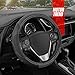 BDK Motor Trend GripDrive Carbon Fiber Steering Wheel Cover - Universal Fit with Microfiber Leather for Steering Wheel Sizes 14.5 15 15.5 inches (Gray)