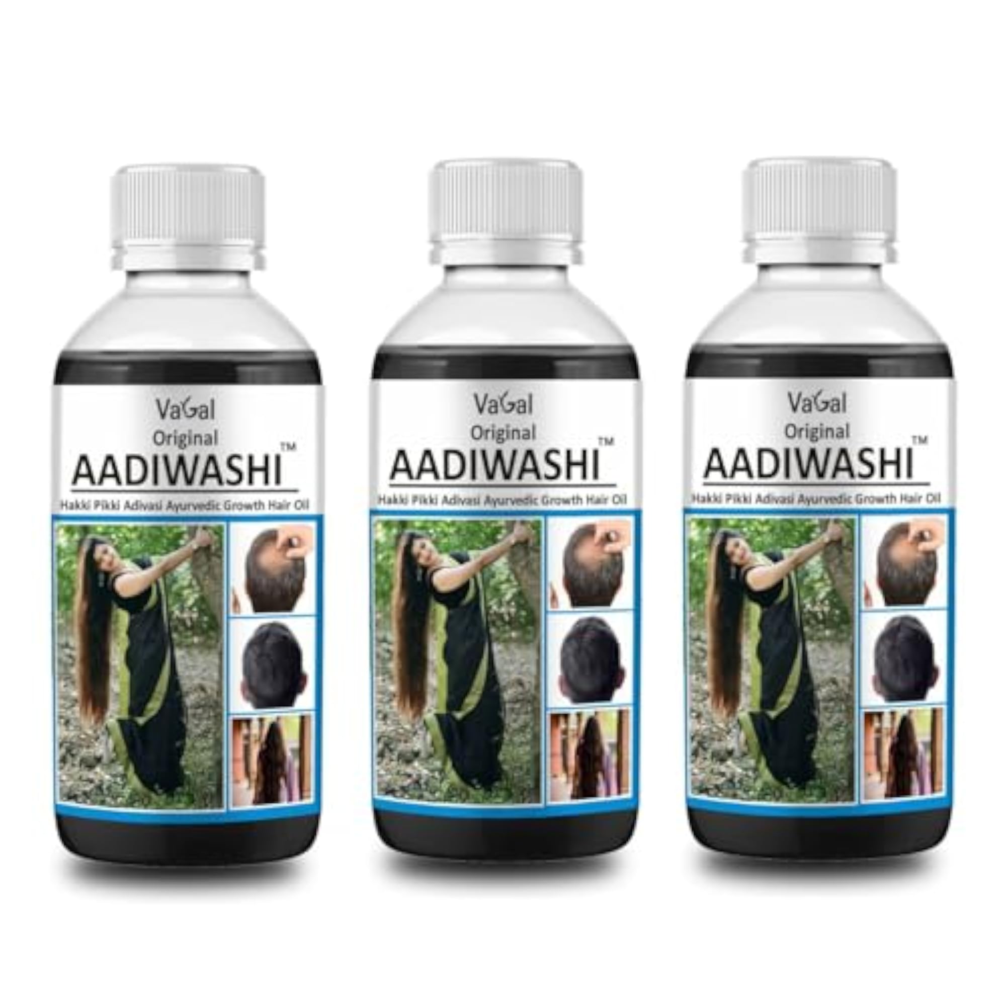 Original AADIWASHI Herbal Hair Oil, 500ml, Pack of 3