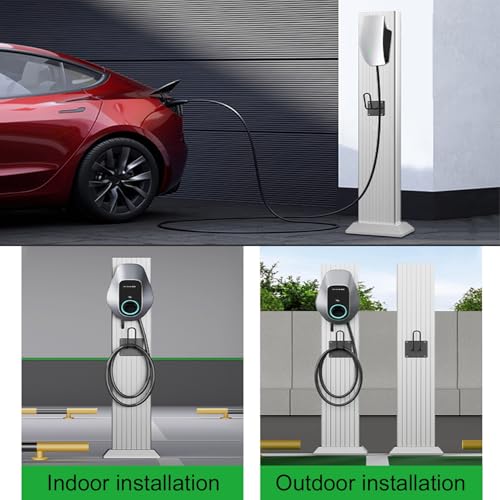 Borne de recharge pour véhicules électriques sur socle extérieur durable