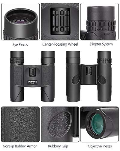 Dranbol 12X25 Small Compact Binoculars for Bird Watching Outdoor Hunting Travel Hiking Theatre Opera Concerts. Pocket Folding Lightweight Opera Glasses Binocular for Adults Kids Women and Men