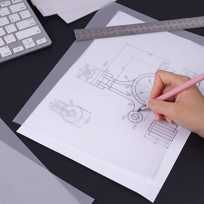 OSDUE Pauszpapír A4 - 100 lapos, 53g/m², Nyomtatható, Átlátszó Rajzpapír Vázlatokhoz, DIY Kézműveskedéshez, Lámpásokhoz, Csomagoláshoz
