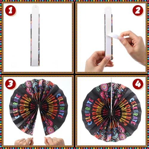 Image of Outus 21 Pcs Spanish Classroom Decorations Spanish Hanging Fans Latin American Paper Fans National Hispanic Heritage Month Hanging Decor Bulletin Board Classroom Decor for Ceiling Wall Home