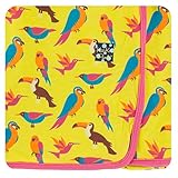 Kickee Pants Little Girls Print Swaddling Blanket - Banana Tropical Birds, One Size