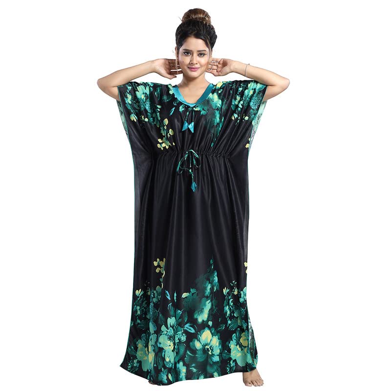 Satin Striped Maxi Kaftan Nighty/Nightdress/Nightwear for Women/Girls/Ladies | Free Size |-picture-13