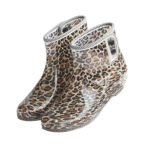Listado y reviews de Bota aguas para casas los más solicitados. 37 zapatillas trabajo mujer Botas de lluvia y botas de Goma para mujeres, botas de lluvia de tobillo antideslizantes botas de lluvia A-037 Brown 24.5 cm