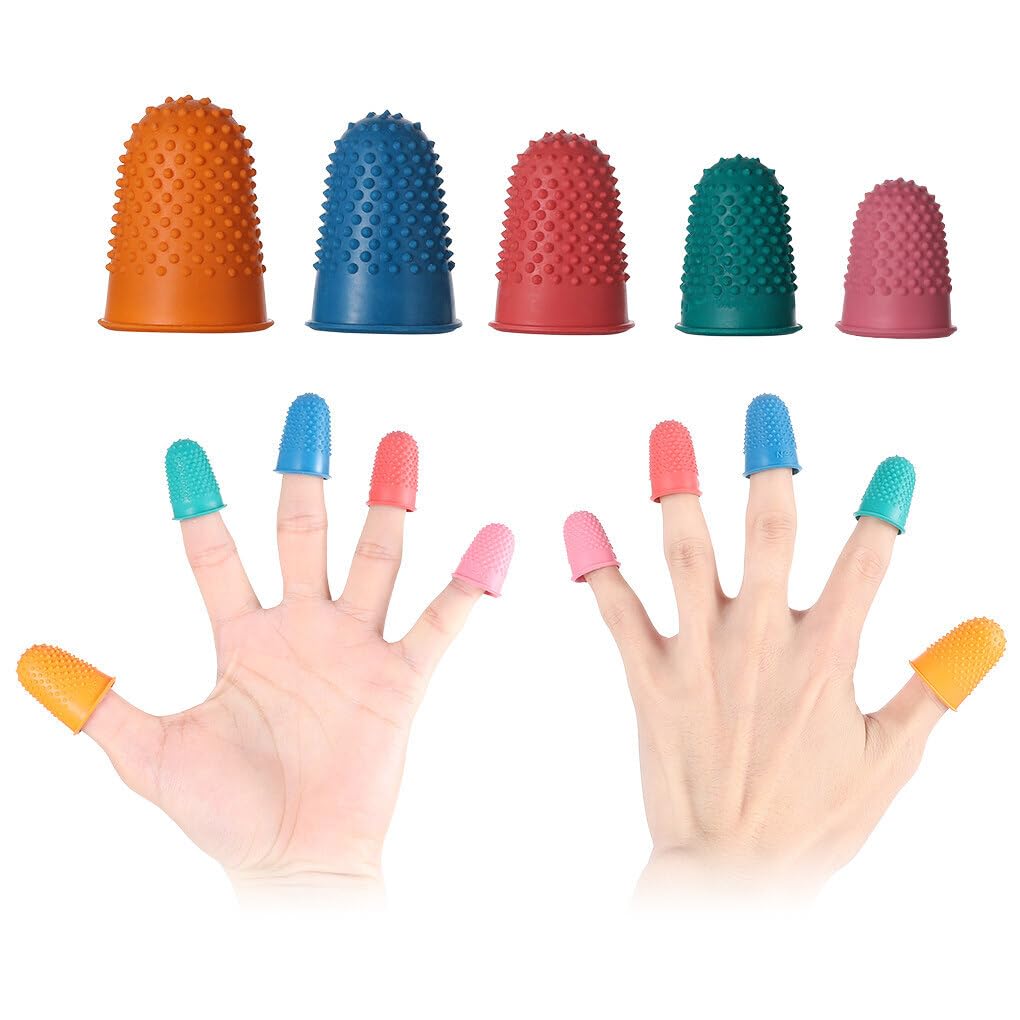 Dé à Coudre En Caoutchouc Souple - Lot De 5 Tailles - Antidérapant - Pour Couture Et Comptage De Documents - Multicolore