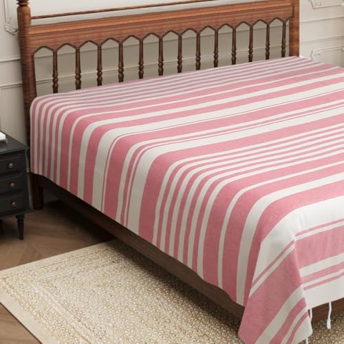 Image of 210 TC Cotton Bedsheet | Handmade Double Bedsheet | Handloom Bedsheets | Without Pillow Cover | Warm Double Bedsheet for Winter | Bed Sheet Size (90X100 Inches, 7.5 x 8.3 Feet (Languid Lavende)