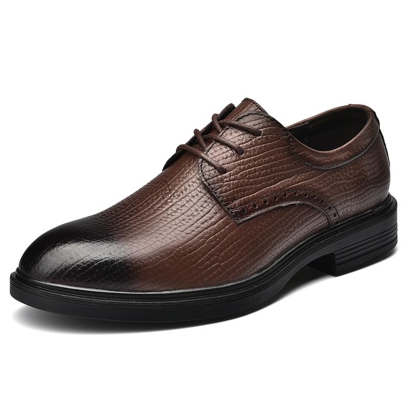 Dress Oxford Shoes for Men's Lace-up Prom Wedding Rubber Sole Block Heel Low Top Casual Cap Toe Design Outdoor Genuine Leather2