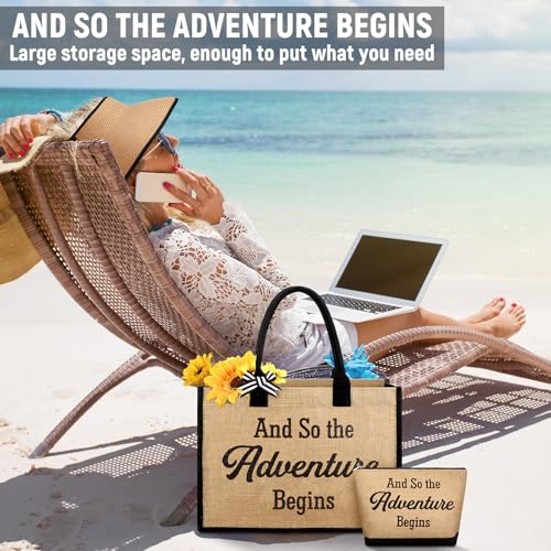 Image of Aliceset 3 Pcs Beach Bags Gift Set for Women Canvas Tote Bag Wedding Handbags for Summer Bridal Shower Travel
