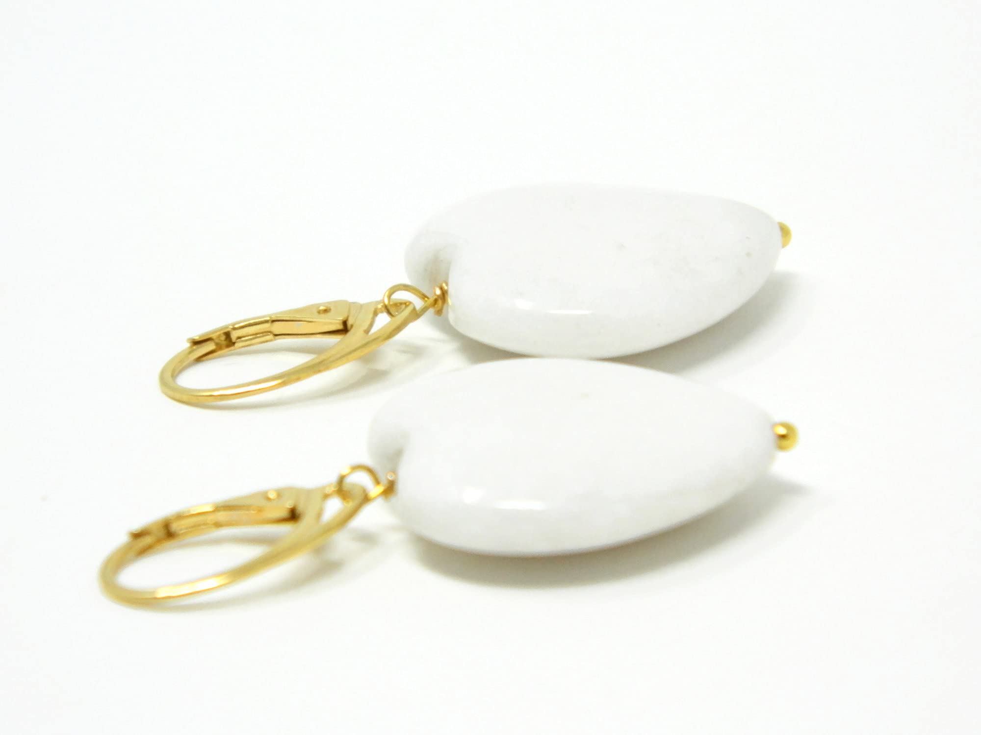 DodiGioielli Orecchini Pendenti Donna Agata Bianca a Cuore | Argento 925 Placcato Oro Giallo, Gioielli Artigianali, Made in Italy, Anallergici