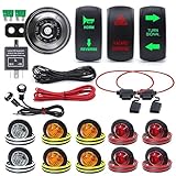 hanvate Universal ATV UTV SXS Turn Signal Set, Street Legal Kit with 120DB Horn Reverse Light Rocker Switch Flasher Relay Fuse Wire Fuse Wire for ROV ATV Golf SXS Car Compatible with Polaris and More