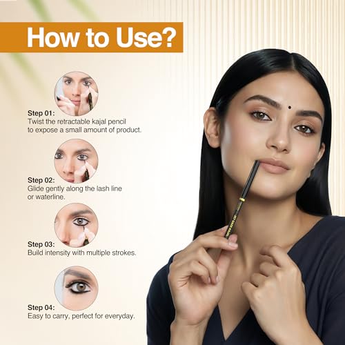 Image of Nourish Mantra's Jet Gaze Kajal Urban Rani - Combo - Black & Black 0.35g / Made with Argan Oil & Vitamin E /Smudge Proof /Long Lasting /Retractable Kajal Pencils