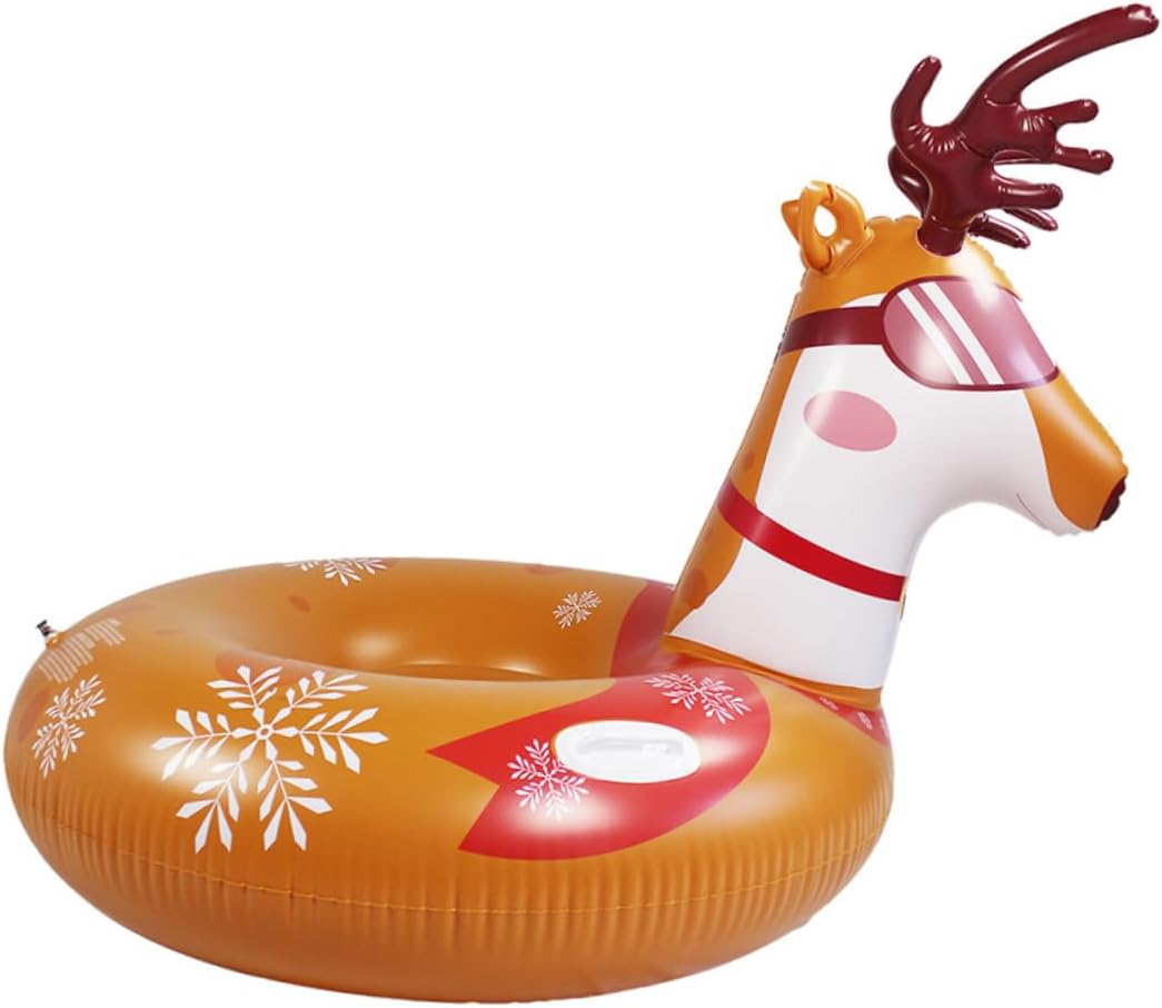 Inflatable PVC Snow Tube Deer Shape Heavy Duty Outdoor Snow Sled Winter Sledding Wear Resistant Tear Resistant for Adults