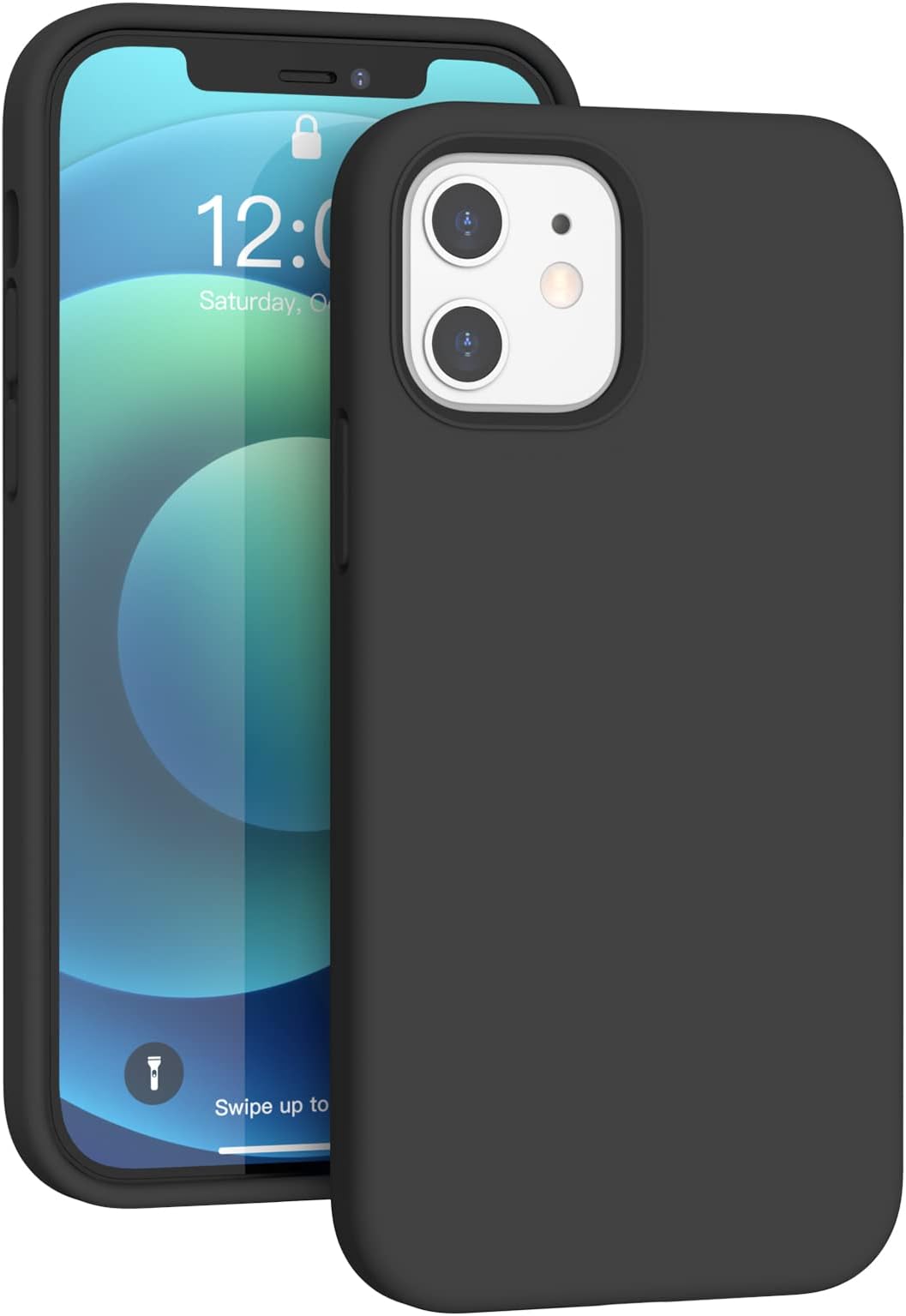 K TOMOTO Compatible with iPhone 12 Case/iPhone 12 Pro Phone Case 6.1 Inch (2020), [Silky and Soft Touch Series] Premium Liquid Silicone Gel Rubber Full-Body Protective Cover, Black