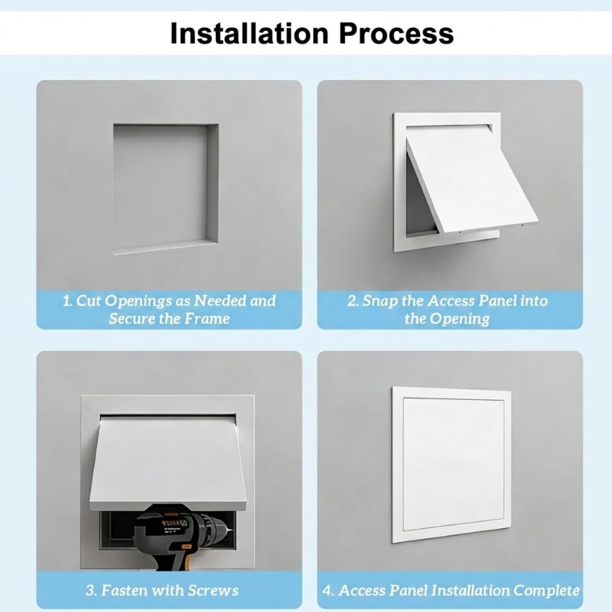 Pannello di accesso in alluminio per cartongesso, porta di ispezione Magic Push Open per loft, soffitti e impianti idraulici, disponibile in 150 x 200, 200 x 300, 300 x 400 mm (nero)