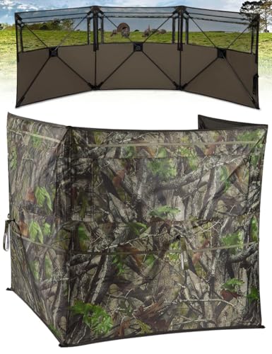 TIDEWE Hunting Blind for Turkey, 3-Panel Blind See Through with Carrying Bag, Silent & Covert Pop Up Ground Blind for 1-2 Person Lightweight Hunting, Next Camo G2 Green, Standard Height (34 in)