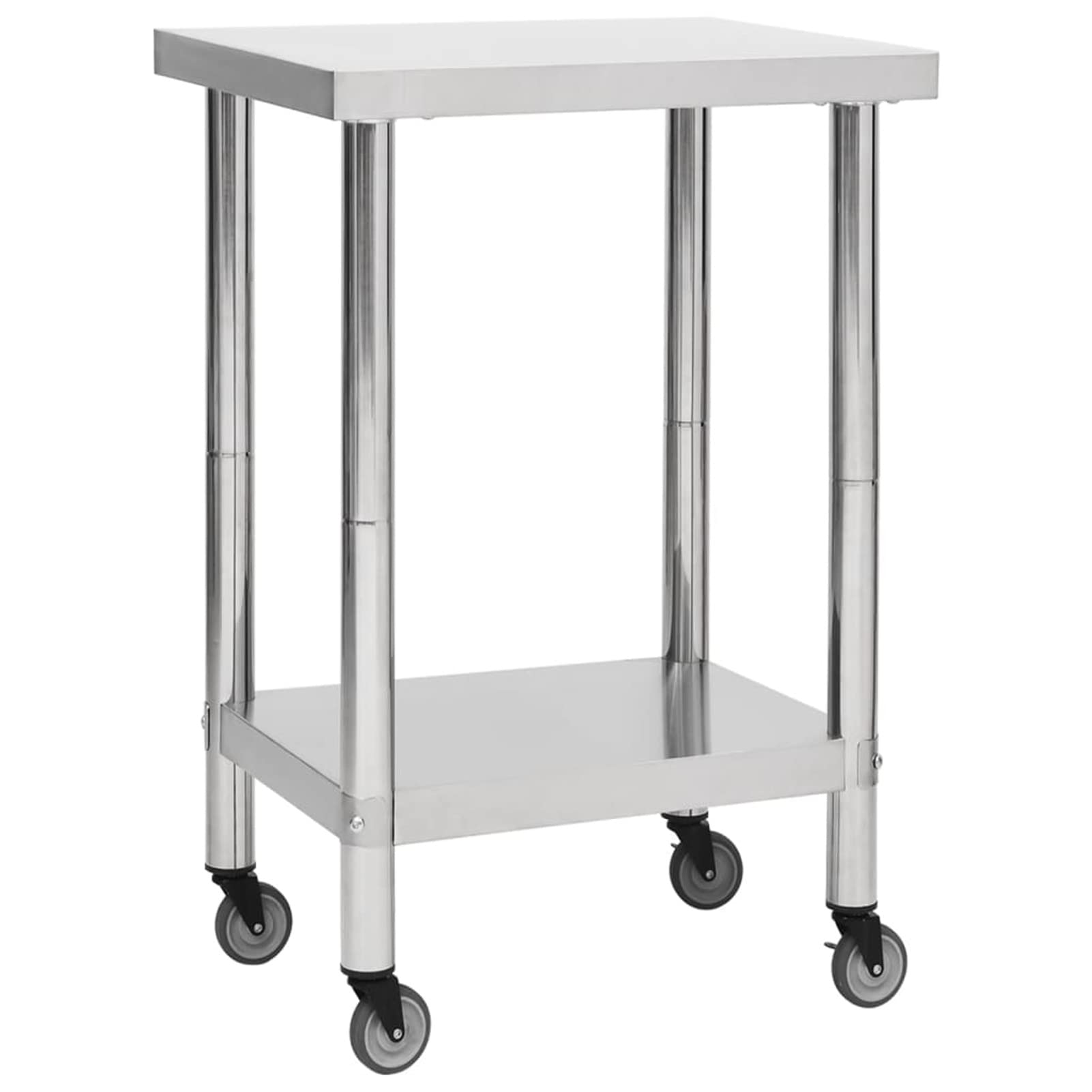 Tavolo da Lavoro Cucina con Ruote 60x60x85 cm in Acciaio Inox,Tavolo per la Preparazione del Cibo,Tavolo da Lavoro Cucina,Catering Tavolo da Lavoro per Cucina-51633