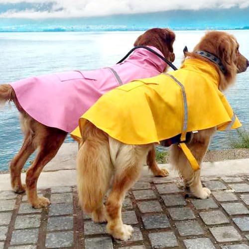 Poncho à capuche réglable imperméable chien chat jaune XL léger - 6