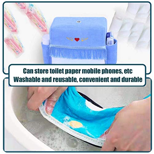 Yokawe WC-Sitzbezug-Kissen, waschbar, mit Reißverschluss, weich, dick, warm, WC-Sitzbezug, mit Griff (blau) – Bild 7