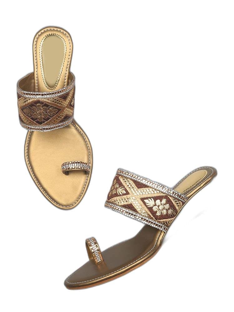 Walktrendy Womens Synthetic Copper Open Toe Heels Uk Wtwhs331