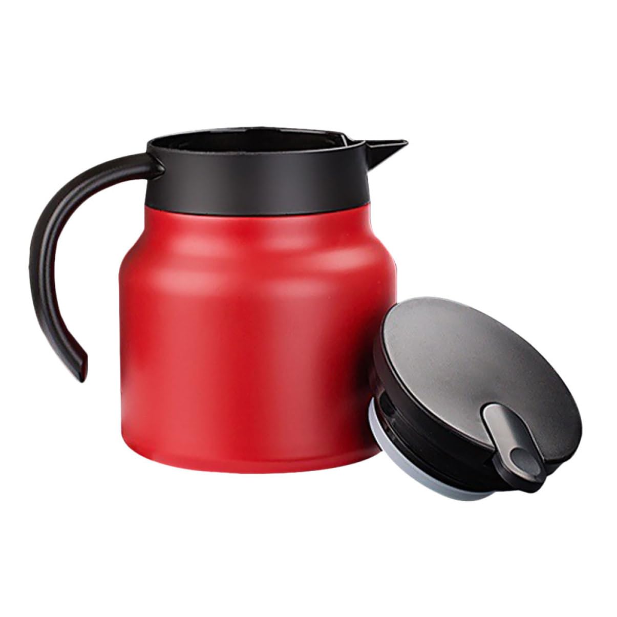 Bouilloire chauffante isotherme rouge avec couvercle et poignée pour eau chaude