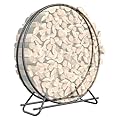 VAMFUTRE Metal Pipe Firewood Rack Circle - Black Steel Log Holder for Indoor and Outdoor Use, Durable Firewood Storage Organizer for Fireplace, Patio, or Backyard (4 FT Diameter Rack)