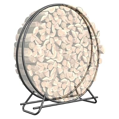VAMFUTRE Metal Pipe Firewood Rack Circle - Black Steel Log Holder for Indoor and Outdoor Use, Durable Firewood Storage Organizer for Fireplace, Patio, or Backyard (4 FT Diameter Rack)