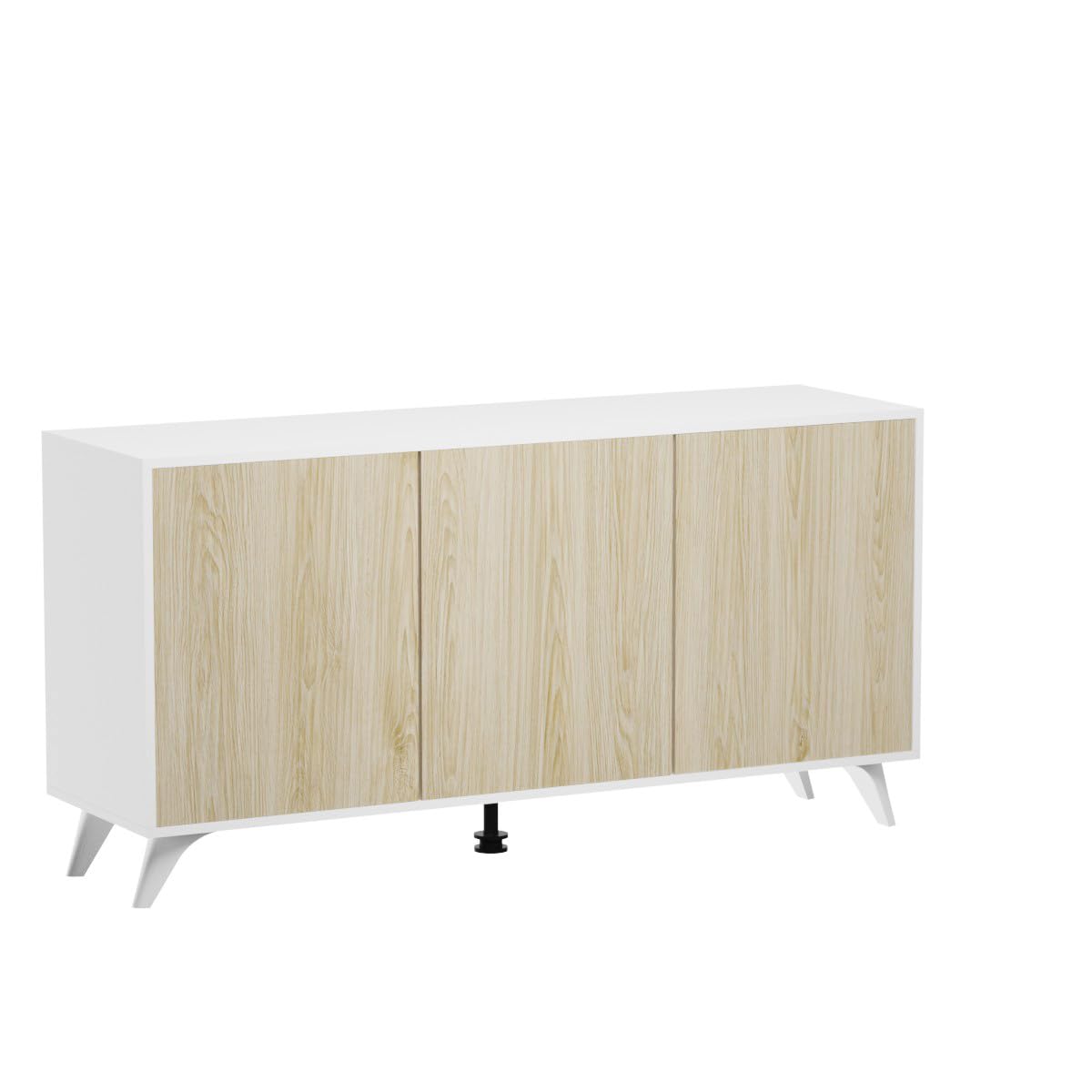 Homey - Aparador, Buffet para Salón Comedor 3 Puertas, Modelo Döburg, Color Blanco-Roble, Práctico y Funcional, Medidas: 138 cm (Ancho) x 70 cm (Alto) x 39 cm (Fondo)