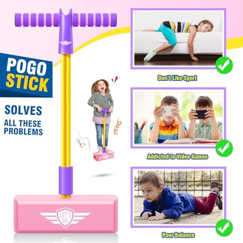 Image of CRIYALE Kids Pogo Jumper Fun and Safe Pogo Stick for Toddlers, Durable Foam Bungee Jumping Stick Makes Squeaky Sounds Improves Balance, Bouncing Toy for Ages 3 and up Holds up to 250lbs - Multicolor