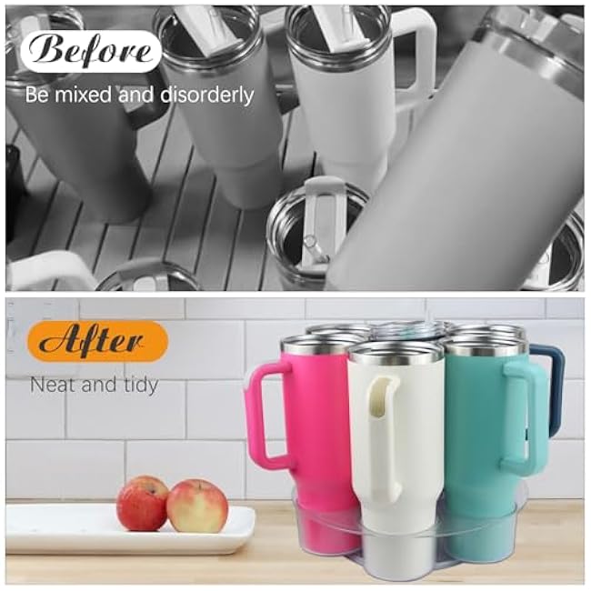 Water Bottle Storage Organizer, Kitchen Cabinet Turnable Cup Holder for Stanley 30/40oz, Water Bottle Storage Rack for Gift