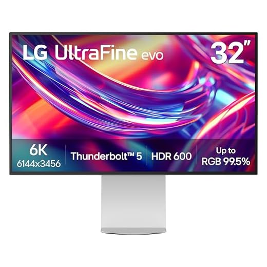 LG 32U990A-S 32-Inch Ultrafine 6K (6144 x 3456) Nano IPS Black Thunderbolt 5 Professional Monitor, 60Hz, DisplayHDR 600, Speakers, HDMI 2.1, DisplayPort 2.1, USB-C, Tilt/Height/Pivot Stand, Silver