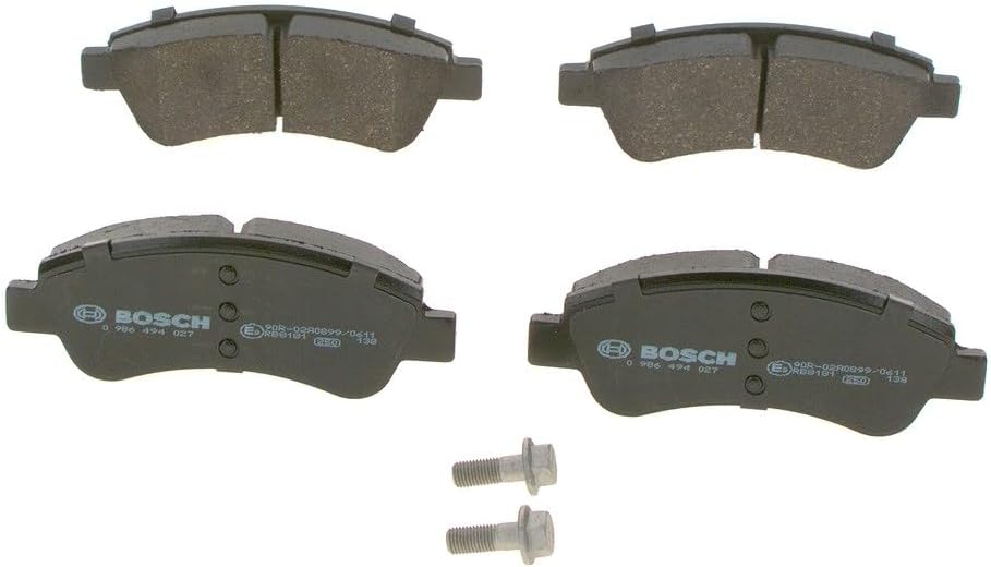Bosch BP318 - Brake Pads Car Front Axle - Bosch Quality - Reduced Noise and Dust - ECE-R90 Certified - Copper-Free - 1 Set of 4 Pads - With Accessories