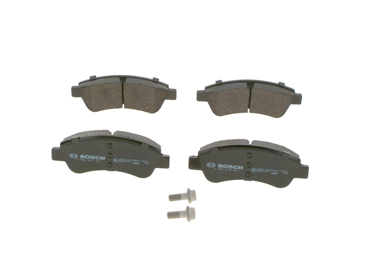 Bosch BP318 - Brake Pads Car Front Axle - Bosch Quality - Reduced Noise and Dust - ECE-R90 Certified - Copper-Free - 1 Set of 4 Pads - With Accessories