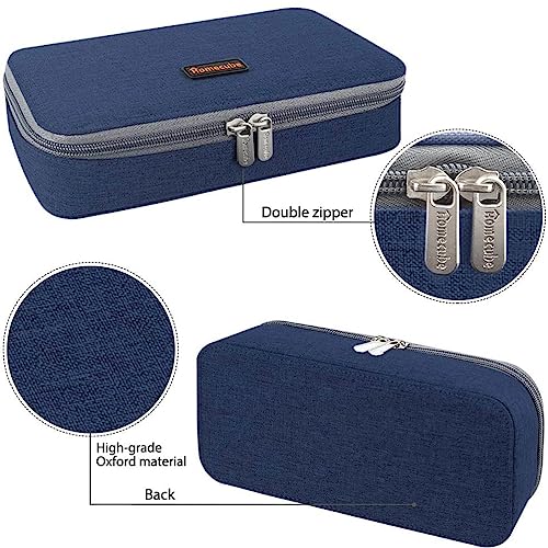 Image of Homecube Capacious Pencil Case Pen Box Makeup Bag Pouch Pencils Holder Large Storage Stationery Box with Zipper School Supplies for College and Office - Navy Blue