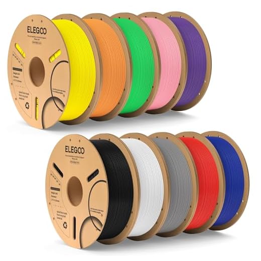 ELEGOO PLA Plus Filament Bundle 10KG, 1.75mm PLA+ Tough 3D Printer Filament Dimensional Accuracy +/- 0.02mm, 1kg Spool(2.2lbs) Black/White/Gray/Red/Yellow/Orange/Dark Blue/Neon Green/Pink/Purple